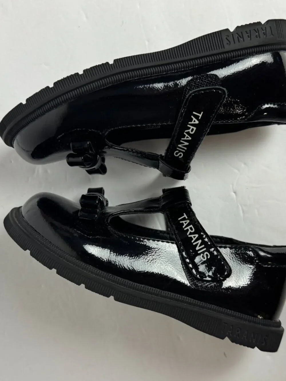 NEW Taranis Girl Toddler Flat Shoes Bow & Strap Black Mary Janes Size 9.5 EU 26